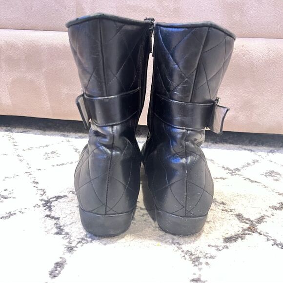 Paul Mayer Attitudes Black Quilted Leather Side Zip Buckle Boots Size 6.5 - Picture 2 of 9